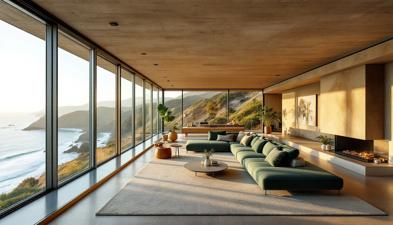 A wide, restful interior with a view to the landscape
